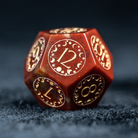 URWizards D&D Indian Agate Engraved Dice Set Lunar Eclipse - Urwizards
