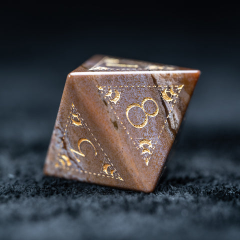 URWizards D&D Indian Agate Engraved Dice Set Lunar Eclipse - Urwizards