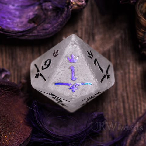 URWizards Clear Quartz Raised Plating Number Dice Set Royal Style - Urwizards