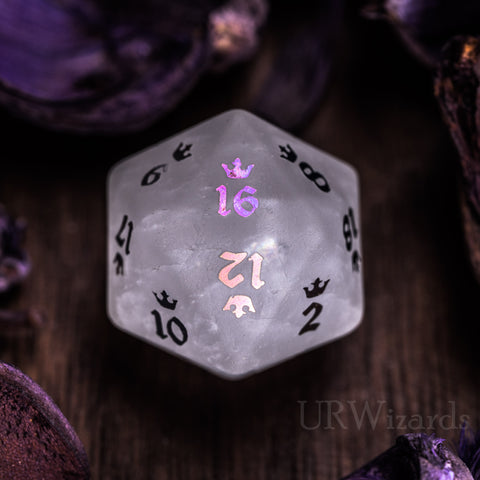 URWizards Clear Quartz Raised Plating Number Dice Set Royal Style - Urwizards