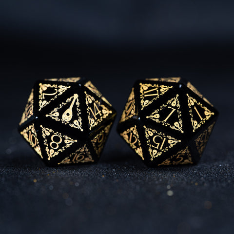 URWizards D&D Obsidian Engraved Dice Set Bard Style - Urwizards