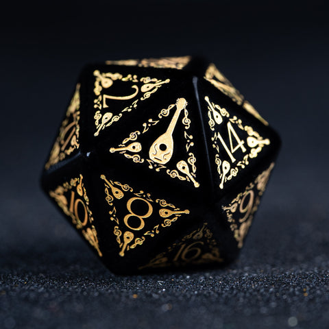 URWizards D&D Obsidian Engraved Dice Set Bard Style - Urwizards