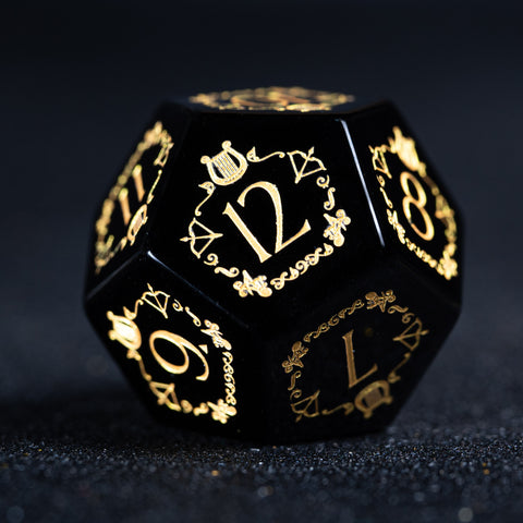 URWizards D&D Obsidian Engraved Dice Set Bard Style - Urwizards