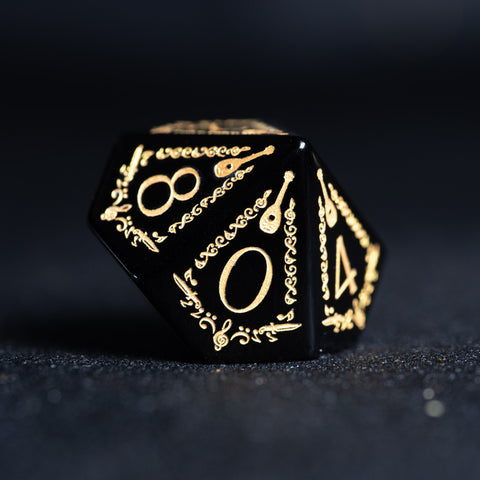 URWizards D&D Obsidian Engraved Dice Set Bard Style - Urwizards