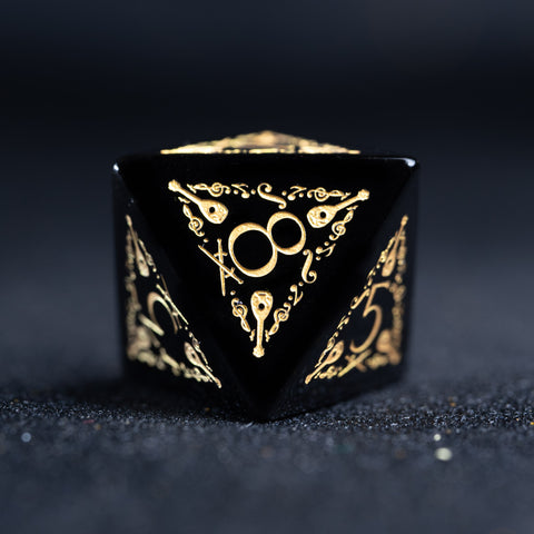 URWizards D&D Obsidian Engraved Dice Set Bard Style - Urwizards