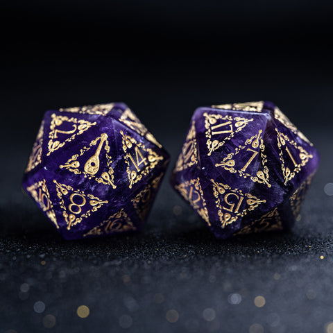 URWizards D&D Amethyst Engraved Dice Set Bard Style - Urwizards