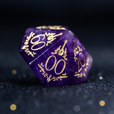 URWizards D&D Amethyst Engraved Dice Set Bard Style - Urwizards