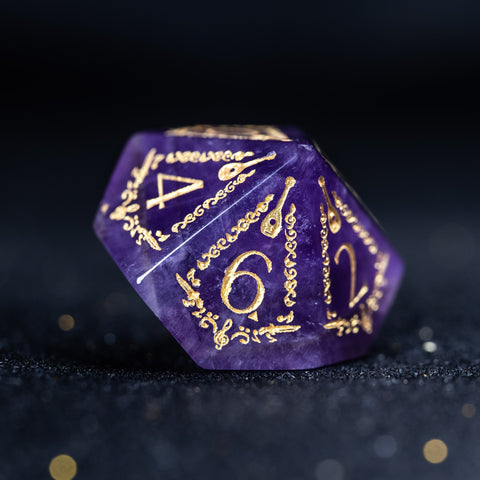 URWizards D&D Amethyst Engraved Dice Set Bard Style - Urwizards