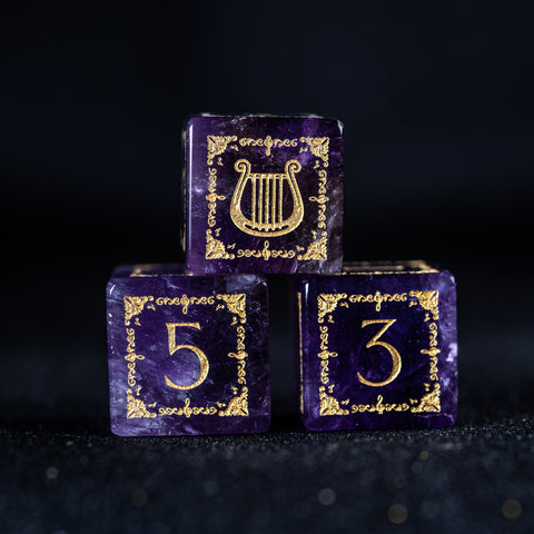 URWizards D&D Amethyst Engraved Dice Set Bard Style - Urwizards