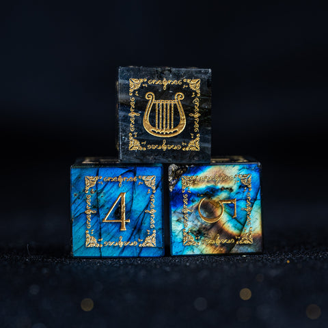 URWizards D&D Labradorite Engraved Dice Set Bard Style - Urwizards