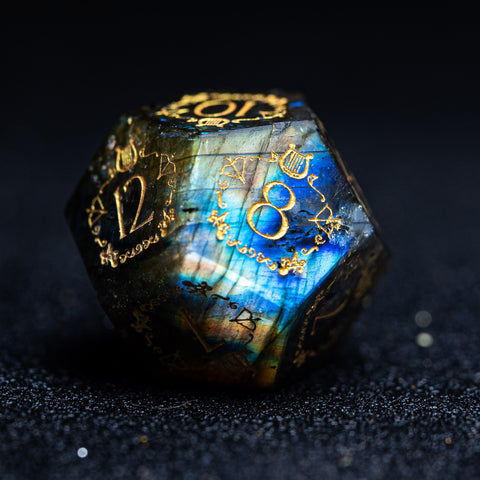 URWizards D&D Labradorite Engraved Dice Set Bard Style - Urwizards