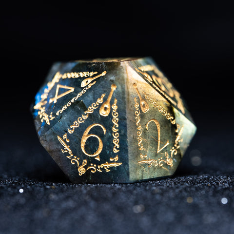 URWizards D&D Labradorite Engraved Dice Set Bard Style - Urwizards