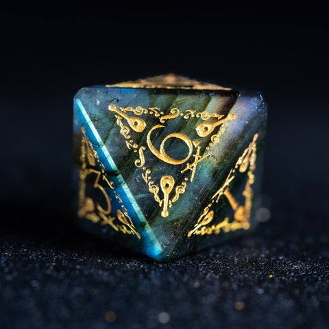 URWizards D&D Labradorite Engraved Dice Set Bard Style - Urwizards