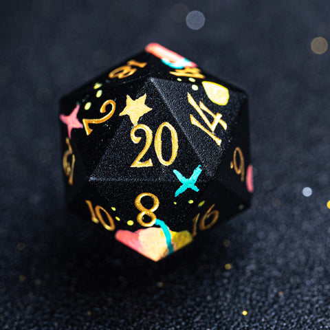 URWizards D&D Obsidian Engraved Dice Set Hand-painted Galaxy - Urwizards