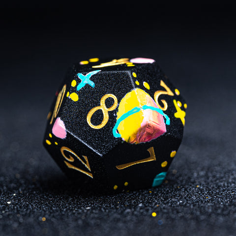 URWizards D&D Obsidian Engraved Dice Set Hand-painted Galaxy - Urwizards
