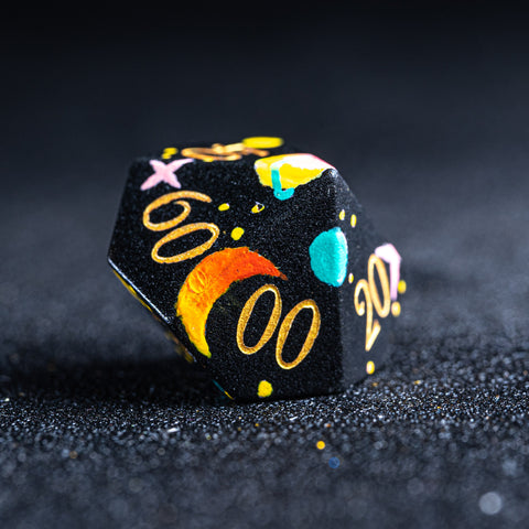 URWizards D&D Obsidian Engraved Dice Set Hand-painted Galaxy - Urwizards