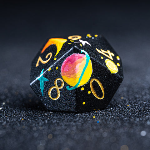 URWizards D&D Obsidian Engraved Dice Set Hand-painted Galaxy - Urwizards