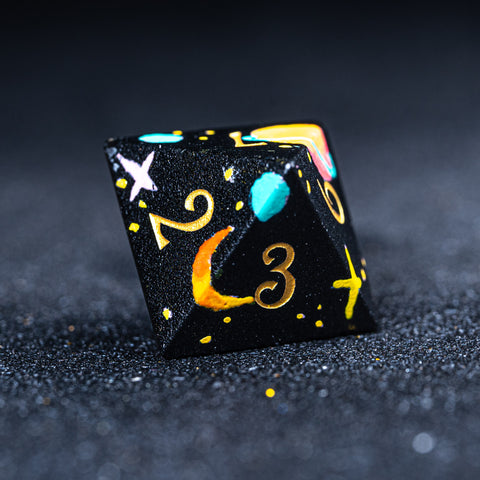 URWizards D&D Obsidian Engraved Dice Set Hand-painted Galaxy - Urwizards