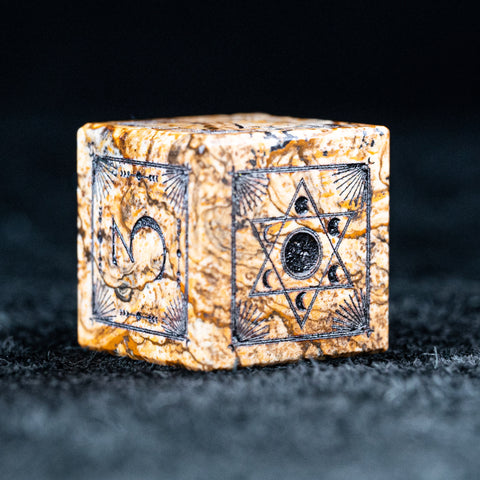 URWizards D&D Picture Jasper Engraved Dice Set Lunar Eclipse - Urwizards