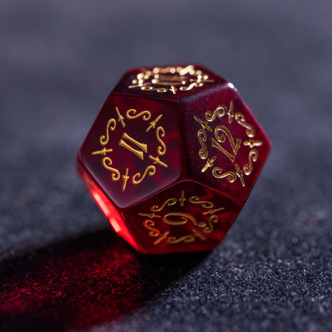 URWizards Dnd Garnet Glass Engraved Dice Set Dagger Rogue Style - Urwizards