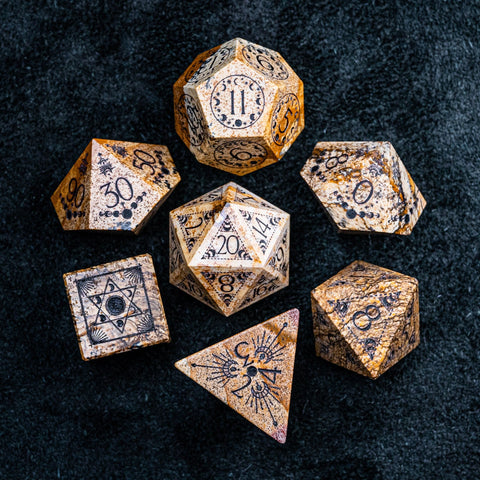 URWizards D&D Picture Jasper Engraved Dice Set Lunar Eclipse - Urwizards