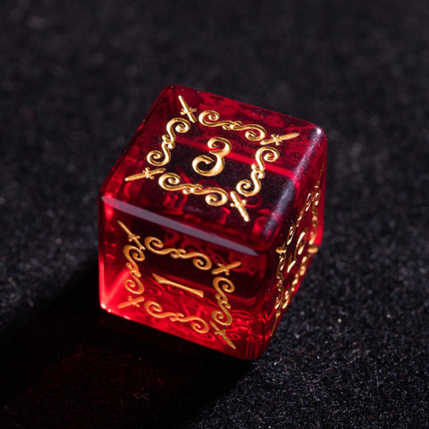 URWizards Dnd Garnet Glass Engraved Dice Set Dagger Rogue Style - Urwizards