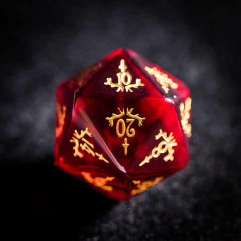 URWizards Dnd Garnet Glass Engraved Dice Set Dagger Rogue Style - Urwizards