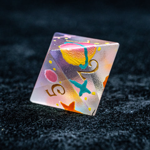 URWizards D&D Raised Prism Glass Engraved Dice Set Hand-painted Galaxy - Urwizards