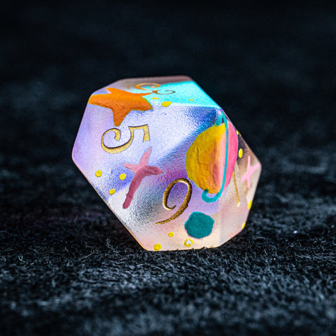 URWizards D&D Raised Prism Glass Engraved Dice Set Hand-painted Galaxy - Urwizards