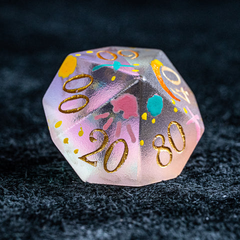 URWizards D&D Raised Prism Glass Engraved Dice Set Hand-painted Galaxy - Urwizards