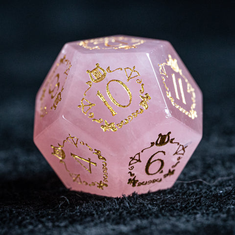 URWizards D&D Rose Quartz Engraved Dice Set Bard - Urwizards