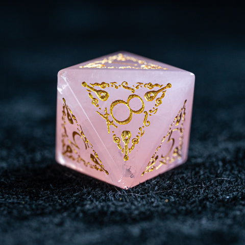 URWizards D&D Rose Quartz Engraved Dice Set Bard - Urwizards