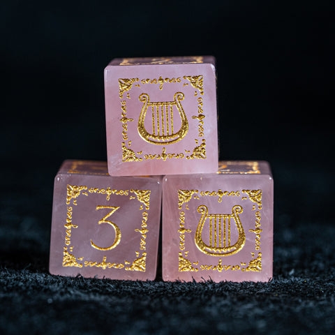 URWizards D&D Rose Quartz Engraved Dice Set Bard - Urwizards