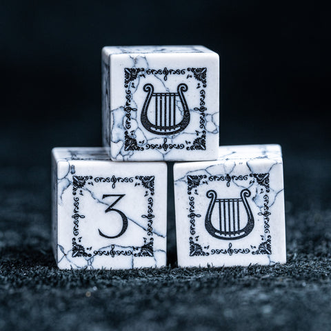 URWizards D&D White Howlite Engraved Dice Set Bard - Urwizards