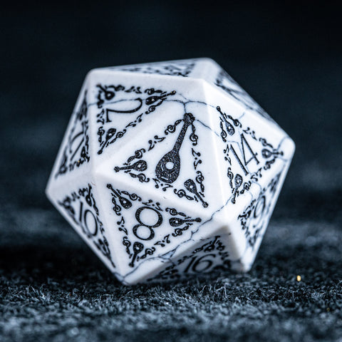 URWizards D&D White Howlite Engraved Dice Set Bard - Urwizards