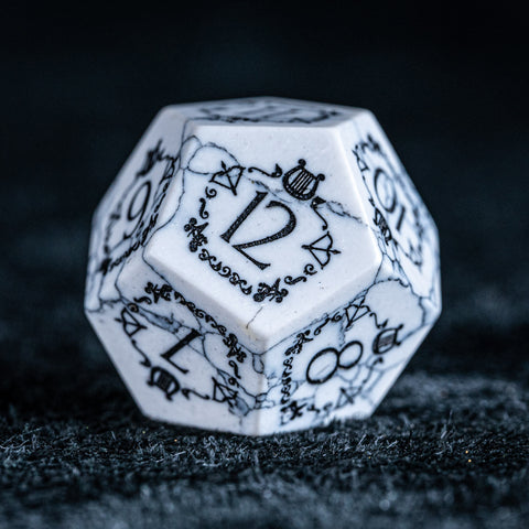 URWizards D&D White Howlite Engraved Dice Set Bard - Urwizards