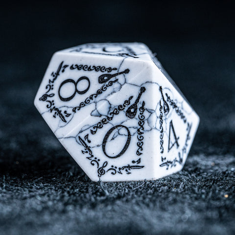 URWizards D&D White Howlite Engraved Dice Set Bard - Urwizards