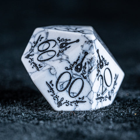 URWizards D&D White Howlite Engraved Dice Set Bard - Urwizards