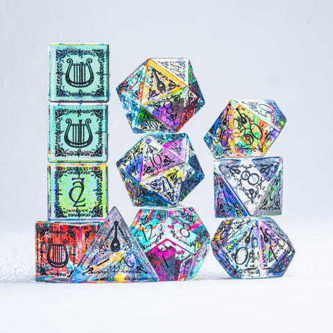 URWizards D&D Prism Glass Engraved Dice Set Bard - Urwizards