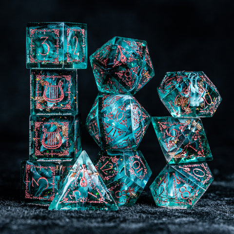 URWizards D&D Resin Eternally Forest Engraved Dice Set Bard Style - Urwizards