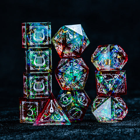 URWizards D&D Resin Toxic Engraved Dice Set Bard Style - Urwizards