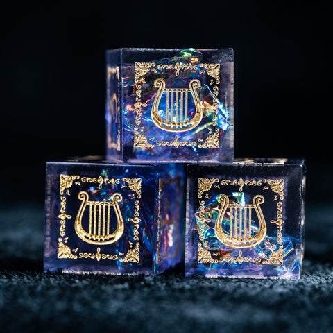 URWizards D&D Resin Night Neon Engraved Dice Set Bard Style - Urwizards