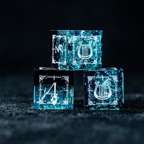 URWizards D&D Resin Night Neon Engraved Dice Set Bard Style - Urwizards