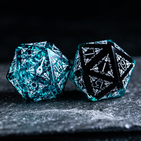 URWizards D&D Resin Night Neon Engraved Dice Set Bard Style - Urwizards