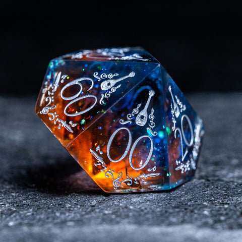 URWizards D&D Resin Dawn Glitter Engraved Dice Set Bard Style - Urwizards