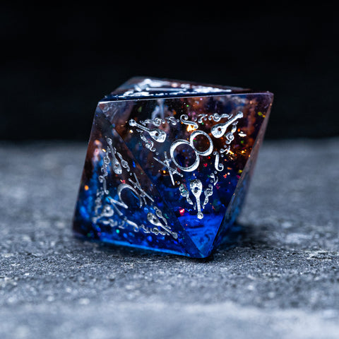 URWizards D&D Resin Dawn Glitter Engraved Dice Set Bard Style - Urwizards