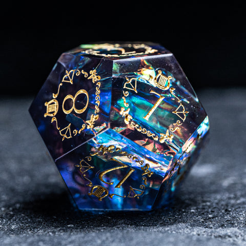 URWizards D&D Resin Night Neon Engraved Dice Set Bard Style - Urwizards
