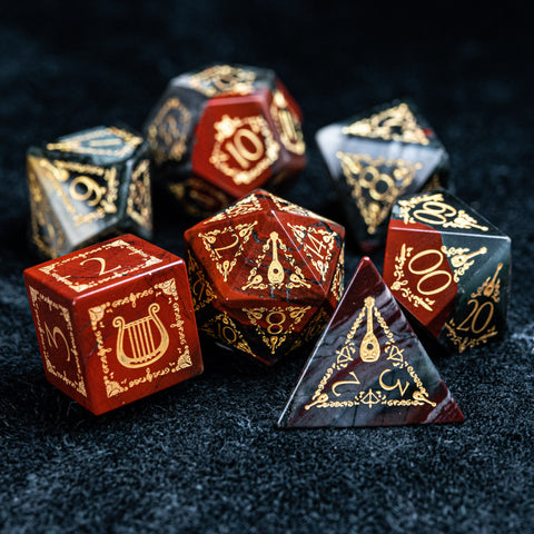 URWizards D&D Bloodstone Engraved Dice Set Bard Style - Urwizards