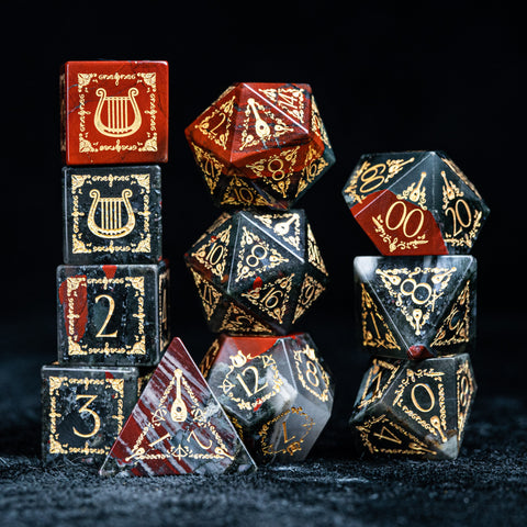 URWizards D&D Bloodstone Engraved Dice Set Bard Style - Urwizards