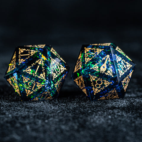 URWizards D&D Resin Dark Glitter Engraved Dice Set Bard Style - Urwizards